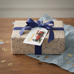 Red Train Happy Birthday Gift Tags