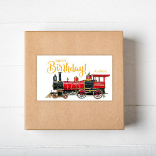 Red Train Happy Birthday Sticker