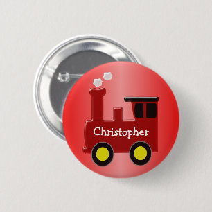 Red Train Just Add Name 2 Inch Round Button