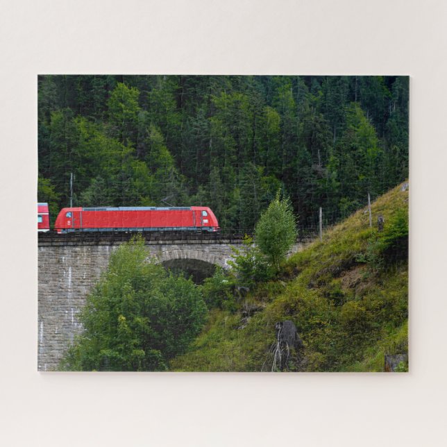 red train on German trestle Jigsaw Puzzle (Horizontal)
