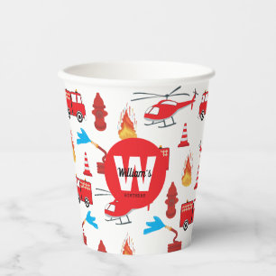 Red Transport Fire Truck Engine Birthday Party  Paper Cups