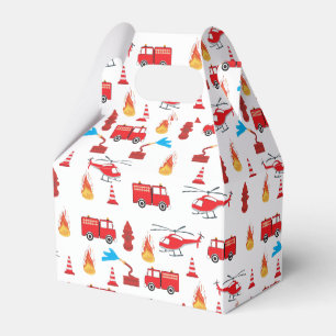 Red Transport Fire Truck Engine Brigade Pattern Favor Box
