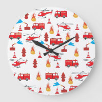 Red Transport Fire Truck Engine Brigade Pattern