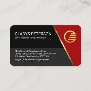 Red Trapezium Grey Layers Business Owner Business Card