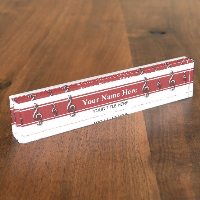 Red Treble Clef Music Nameplate (Side)