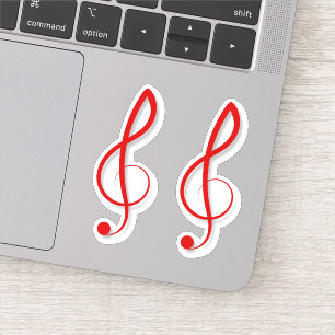 Red Treble Clef Music Symbols