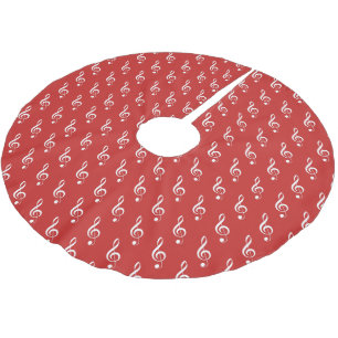 Red Treble Clef Musical Christmas Singer Brushed Polyester Tree Skirt