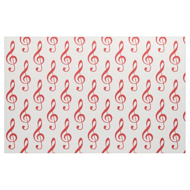 Red Treble Clef Pattern Fabric (Fat Quarter)