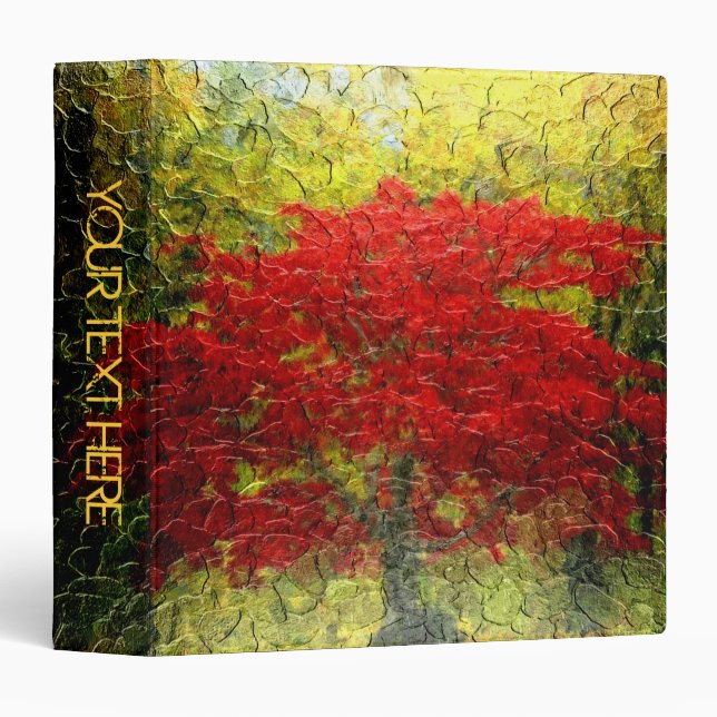 Red Tree Abstract Painting In Autumn 2 Binder (Front/Spine)