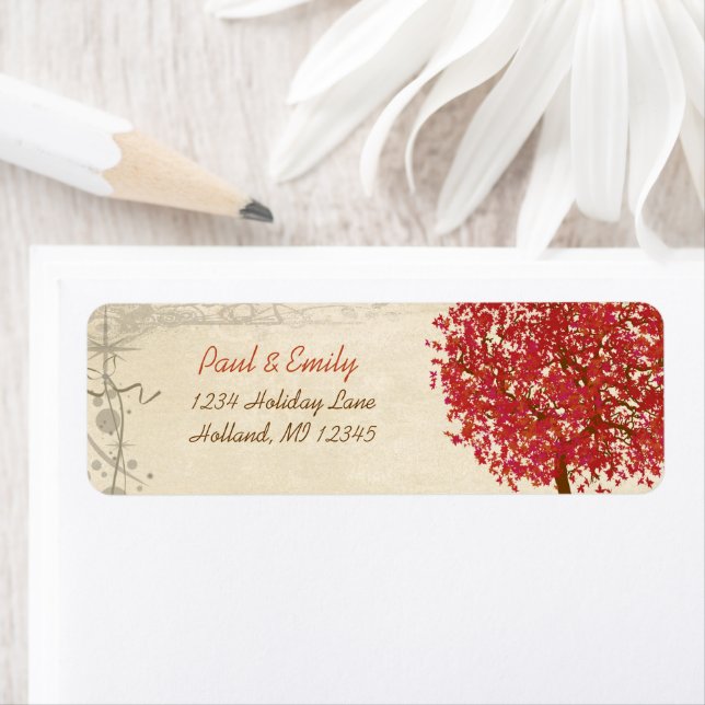 Red Tree Distress Edges Return Address (Insitu)
