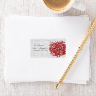 Red Tree Falli Autumn Leaves Return Address Label