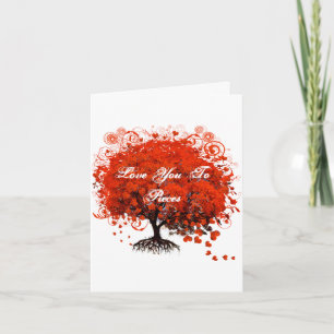 Red Tree Heart & Swirls Love Card