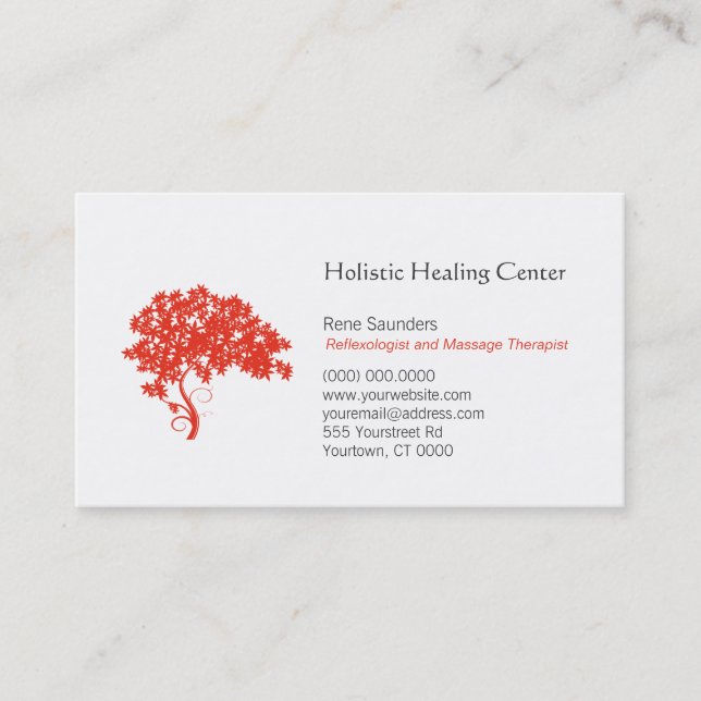 Red Tree Holistic and Natural Healing Business Card (Front)