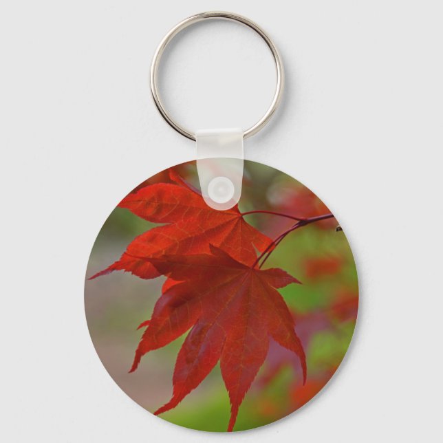 Red Tree Leaves Keychain (Front)