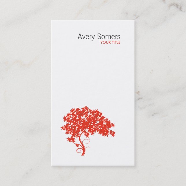 Red Tree Logo Simple White Business Card (Front)