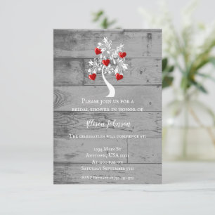 Red Tree of Hearts Bridal Shower Invite