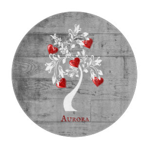 Red Tree of Hearts Personalized Cutting Board