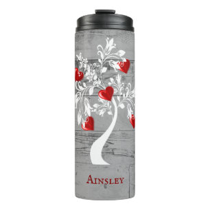 Red Tree of Hearts Personalized Thermal Tumbler