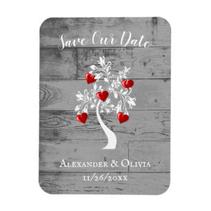 Red Tree of Hearts Save The Date Magnet