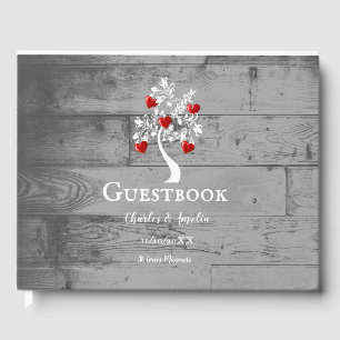 Red Tree of Hearts Wedding Guestbook