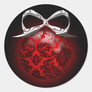 Red Tree Ornament Holiday Season Card Stickers