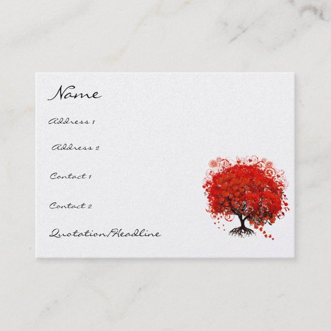 Red Tree Roots Swirls Hearts with Birds Business Card (Front)