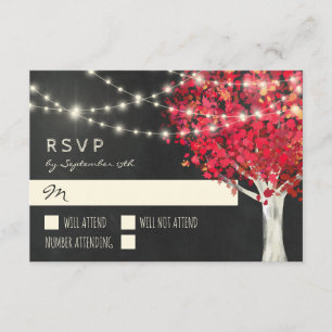 Red Tree & String Lights Autumn Wedding RSVP