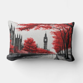 Red trees & Big Ben Lumbar Pillow