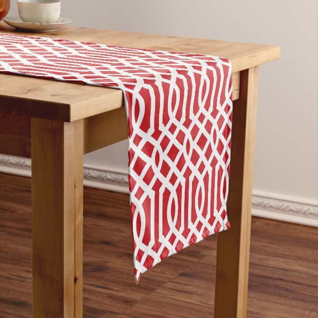 Red Trellis Short Table Runner (In Situ)