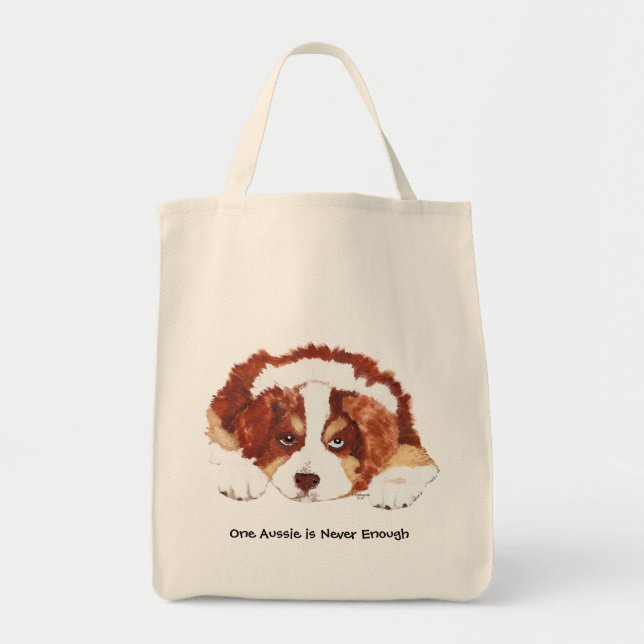 Red Tri Australian Shepherd Puppy Tote Bag (Front)