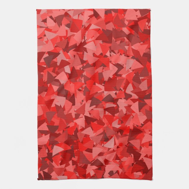 Red Triangle Pattern Kitchen Towel (Vertical)