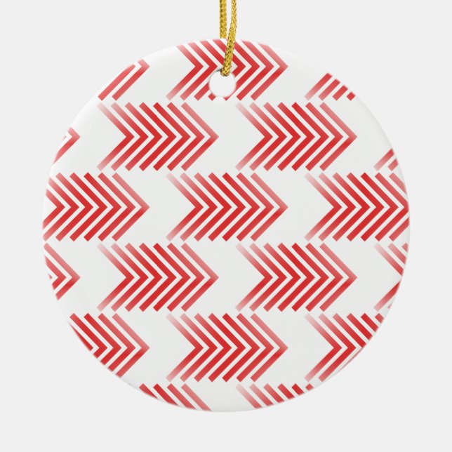Red Tribal Arrow Pattern Ceramic Ornament (Front)