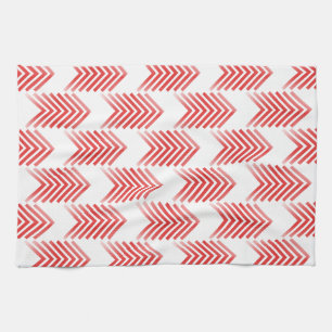 Red Tribal Arrow Pattern Kitchen Towel