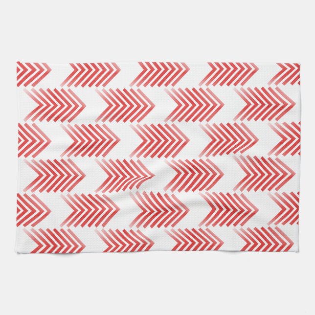 Red Tribal Arrow Pattern Kitchen Towel (Horizontal)
