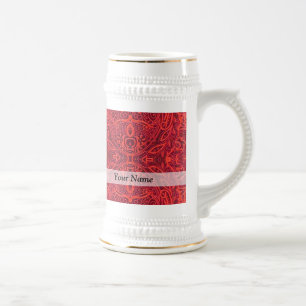 Red tribal damask pattern beer stein