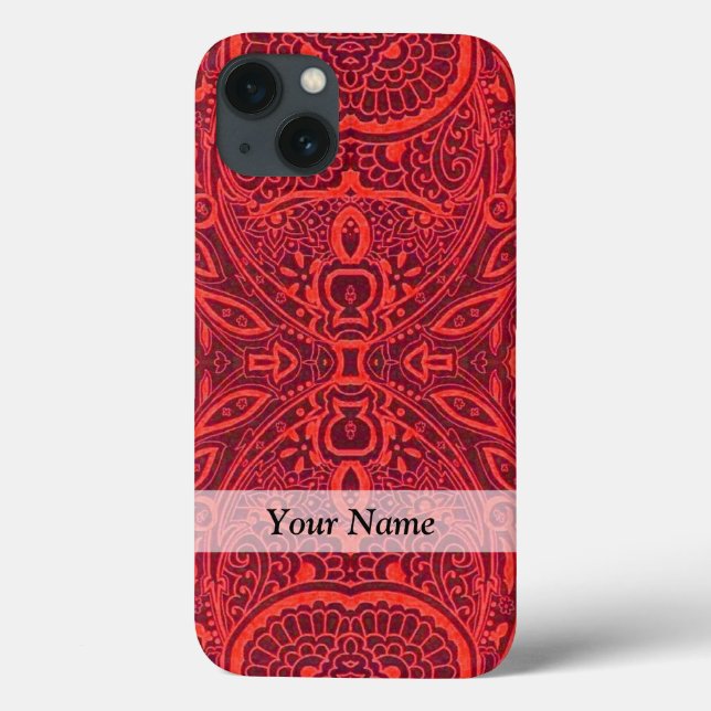 Red tribal damask pattern Case-Mate iPhone case (Back)