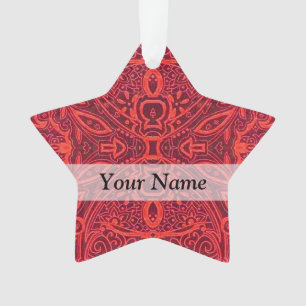 Red tribal damask pattern ornament