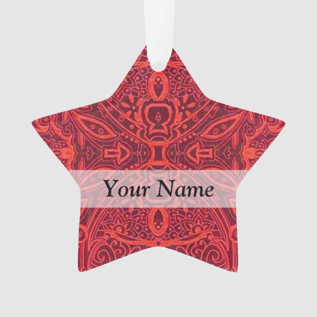 Red tribal damask pattern ornament (Front)