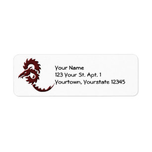 Red Tribal Dragon Address Label
