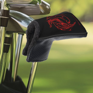 Red Tribal Dragon Black Golf Head Cover
