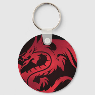 Red Tribal Dragon Keychain