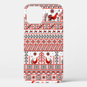 Red tribal ethnic seamless pattern iPhone 12 case
