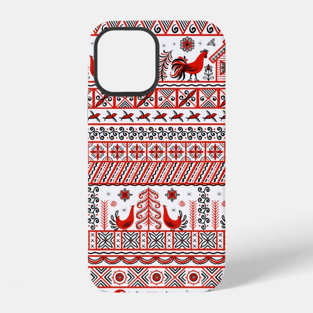 Red tribal ethnic seamless pattern iPhone case (Back)