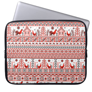 Red tribal ethnic seamless pattern laptop sleeve