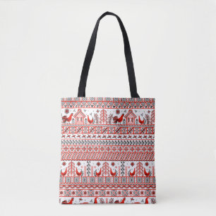 Red tribal ethnic seamless pattern tote bag