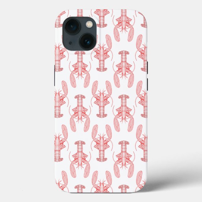 Red Tribal Lobster Nautical Case-Mate iPhone Case (Back)