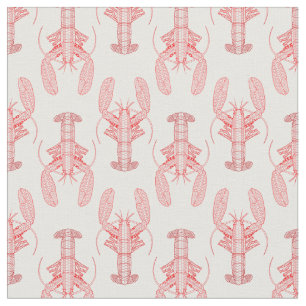 Red Tribal Lobster Nautical Fabric