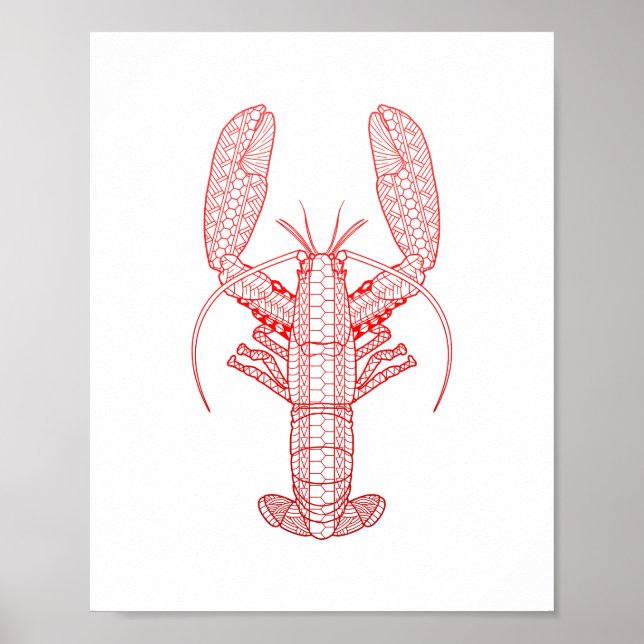 Red Tribal Lobster Poster (Front)