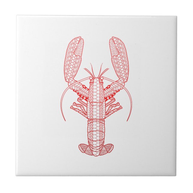 Red Tribal Lobster Tile (Front)