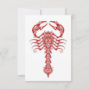 Red Tribal Scorpion on White